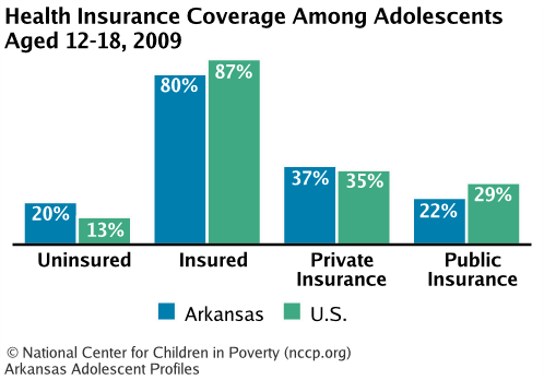 Health Insurance Coverage Among Adolescents Aged 12-18, 2008