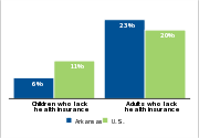 Health insurance status by age, 2007