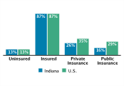 Health Insurance Coverage Among Adolescents Aged 12-18, 2008