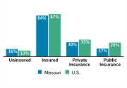 Health Insurance Coverage Among Adolescents Aged 12-18, 2008