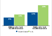 Health insurance status by age, 2007