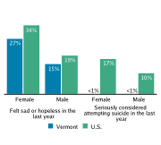Serious Mental Health Disturbances Among High School Students, by Gender, 2009